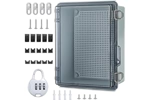 LOMHYVE Caja de conexiones resistente al agua IP65, caja distribución exterior impermeable, carcasa industrial, armario transparente para exteriores con accesorios montaje en pared y cerradura (29 * 19 14 cm)