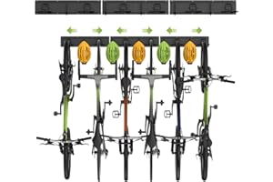 Housolution Fahrrad Wandhalterung 48 Zoll für 6 Fahrräder+5 Helme bis zu 500 Pfund, Stahl Fahrradhaken Fahrradständer Wandmontage für Garage, Schwarz