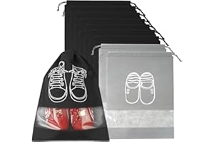 SHINHERYEE 10 Stück Schuhbeutel Schuhtasche, Schuhbeutel Reise Schuhtasche Reise, Schuhsack Reise Wäschesack Reise, Wäschebeutel Reise für Reisen Oder Die Aufbewahrung Zu Hause, Wasserdicht (Schwarz)