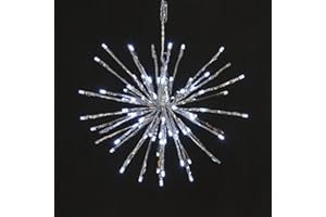 XMASKING TWIGball 33122, Lampada decorativa con 80 LED bianco freddo, Argento, Diametro 30 cm