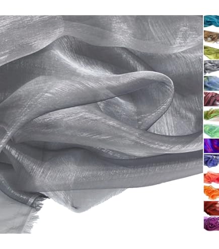 TOLKO Organza stoffen om te naaien, per meter, vleugje delicaat, fijn, doorzichtig, om te decoreren, knutselen, 145 cm breed, lichte glanzende stof voor gordijnen, tafelkleden, decoratie, sjaals