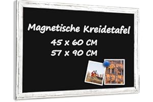 ‎QUEENLINK QUEENLINK Magnetische Kreidetafel 57x90cm Magnettafel Schwarz Kreide Tafel mit Weiß Holzrahmen Kreidetafel zum Aufhängen