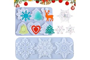 HBSFBH Weihnachten Thema Silikonform, 2 Stück Schneeflocke Harz Formen, Weihnachtsbaum Harz Formen, Weihnachtsschmuck Silikonform, für Muffins Cupcakes Pudding Eiswürfel Gelee Seife