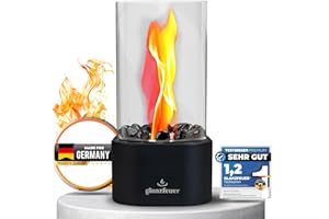 ‎GLANZFEUER Glanzfeuer Bioethanol Tischkamin Outdoor & Indoor Bio Ethanol - Extra Lange Brenndauer - Tischfeuer Deko - Tisch Kamin Feuer Set - Garten & Deko Geschenk