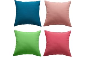 MINGPINHUIUS Outdoor Waterproof Cushion Cover, Pack of 4 Throw Pillow Covers Waterproof Garden Cushion Case Linen Square Pillow Cases for Patio Tent Balcony Couch Sofa, 18"x18"(45x45cm)