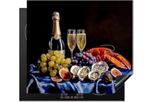 KitchenYeah© Cubre Vitrocerámica - Protector Vitroceramica Induccion 58x51 cm - Tapa Vitroceramica - Protector de Vitroceramica Champán - Ostras