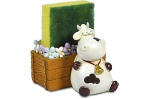 Paolo Chiari Porta Spugna da Cucina in Marmoresina Dipinta a Mano (Alice con Fioriera, 14x11x9,50)