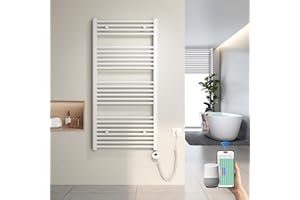 Heilmetz Scaldasalviette Elettrico WiFi 120x60cm Bianco, Termoarredo Bagno con Termostato Smart e App, Controllo Vocale Alexa/Google Home, 600W