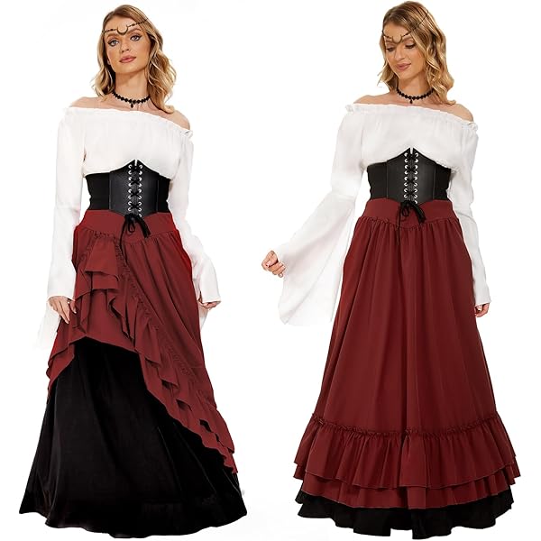 Costume Médiéval Pirate Viking Homme – Chemise, Pantalon, Ceinture, Protège-Poignets, Steampunk