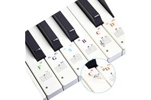 Adesivi per pianoforte,YMWALK adesivi colorati per pianoforte o tastiera per tastiere con tasti 88/61/49/37, adesivi per note con tasti trasparenti e rimovibili per bambini e principianti