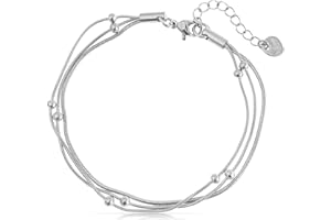 Made by Nami Wielorzędowa bransoletka damska, srebrna lub złota z chirurgicznej stali nierdzewnej, 16 + 3 cm, hipoalergiczna, wodoodporna biżuteria