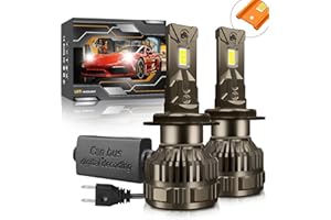 Kairiyard Ampoule H7 LED, 120W 30000LM 6000K Blanc Froid 200% Luminosité Super Lumineux Angle de Faisceau réglable à 360 degrés Xenon H7 LED Anti Erreur Voiture Kit de Conversion IP67 étanche.