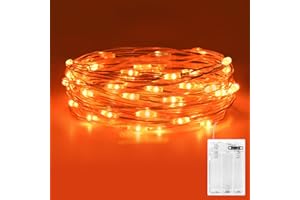 Etopgo Orange Fairy Lights,3M/10ft 30LED Halloween Decoeration Lights, Battery Orange String Lights for Halloween,Christmas Decorations, Fireplace, Home Decor