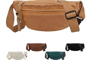 XIEXIESHER Sac Banane Velours Côtelé, Femme Velour Côtelé, Sac à bandoulière Sangle Réglable, Polyvalent pour Femme Homme pour Faire du Shopping, Voyager et Travailler(Kaki)