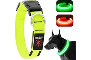 Authentic KOSKILL Light-Up Dog Collar, Rechargeable USB Collar, Waterproof, Luminous LED Collar, Adjustable, Super Bright, for Medium/Large Dogs, Green, M
