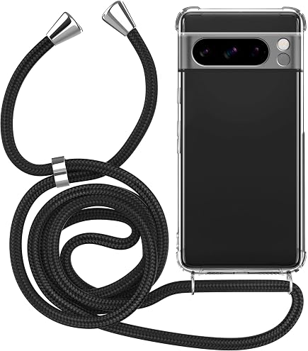 YAMCCCSE Handyhülle Mit Umhängekette Für Google Pixel 7 Pro – Transparent, 150 Cm Verstellbar, Regenbogen-Design
