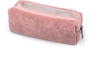 GZQINGYONG 1 Trousse à Crayons en Velours Côtelé,Trousse Ronde de Grande Capacité Trousse Scolaire Trousse Scolaire Velours Cotelé,Trousse Université Fournitures Scolaires et de Bureau pour étudiants-Rose