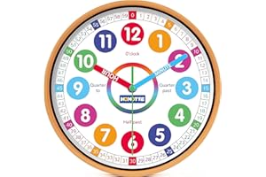 Homotte Wanduhr für Kinder - Montessori Wecker Analog Ohne Ticken - Analoge Kinderuhr zum Lernen der Uhrzeit - Deko Kinderzimmer Wanduhr Kinder Wand Uhr für Mädchen und Jungen - mit lautlosem Uhrwerk