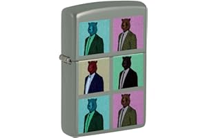 Zippo Sturmfeuerzeug - Bear Design - Flat Grey Finish mit Color Image Farbdruck - Nachfüllbar - Wiederverwendbar - Windfestes Design - Geschenkbox - Made in USA
