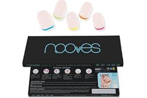 NOOVES - Láminas de Gel para Uñas|Sweet Petals - Francesa | 20 uds, Uñas de Gel Semicuradas Premium, Gel Nail Stickers,Pegatinas Uñas de Gel, Incluye 1 Lima de Uñas y 1 Palito de Naranjo, Vegano
