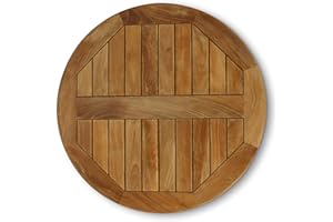 BrackenStyle Grade A Teak Round Table Top 80cm Diameter - Circular Wooden Tabletop - Commercial grade wood table top