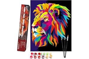 Bougimal Malen Nach Zahlen Erwachsene löwe, Diy Handgemalt öLgemäLde Mit 3 Pinseln Acrylpigment,40x50cm(Ohne Rahmen)