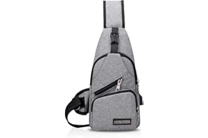 FANDARE New Sling Bag Unisex Chest Pack for Men/Women Crossbody Bag with USB, Earphone Hole One Strap Backpack for Travel Cycling Camping Hiking Waterproof Polyester