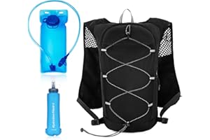 MAPILLE Sac Hydratation Running, Sac de Sport Homme Femme avec Vessie d'eau 2L et Flasque 500ml, sans BPA, Sacs à Dos de Randonnée Réfléchissant Réglable, Gilet Trail pour Course à Pied Cyclisme, Léger 160g