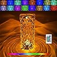 Xugenxes Rose Crystal Touch Lamp,RGB Touching Control Diamond Table Lamp,16 Color Changing Romantic Rose Bedside Acrylic Led Crystal Table Lamps for Bedroom Living Room, Kids Room, College Dorm