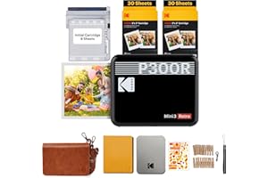 KODAK Mini 3, Impresora fotográfica portátil para Smartphones, Apple iOS y Android, 76 x 76 mm, Bluetooth, inalámbrica, Juego de 68 Hojas - Negro