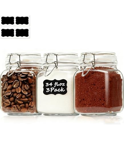 WELLGRO Weckpotten met beugelsluiting, vierkant, fermenteerglas, voorraadpotten met deksel, beugelglas, glazen met deksel, Made in Germany, 630 ml x 6 stuks WELLGRO Weckpotten met beugelsluiting, vierkant, fermenteerglas, voorraadpotten met deksel, beugelglas, glazen met deksel, Made in Germany, 630 ml x 6 stuks