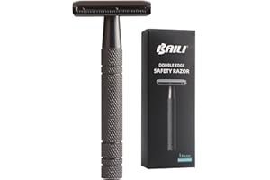 BAILI Double Edge Safety Razor Reusable Stainless Wet Shaving for Men Women Beard Bikini Armpit Leg Hair Removal Matte Black BDB2D