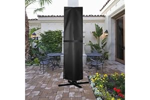 WIDESMILE Parasol Cover Large Cantilever Parasol Cover 420D Oxford Fabric for Outdoor Garden Umbrella Heavy Duty with Zip and Drawstring Waterproof for 11ft to 13ft Black (262x89cm)