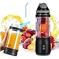 ZUERST 700ml Portable Blender, Mini Juicer Blender Machine for Smoothies, Wireless Small Travel Blender with Lid & Straw, Black