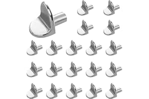 XINGRUN Shelf Support Pegs 20Pcs 5mm L Shape Metal Shelf Pegs for Kitchen Cabinet Bookcase Closet Wardrobe Cupboard Wood Glass Shelves Supports, Nickel Plated Shelf Bracket Pegs Pins