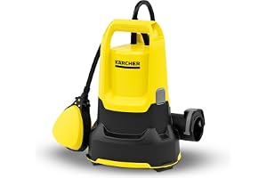 Kärcher SP 9.000 Flat dränkbar pump för låga vattennivåer, flödeshastighet 9.000 l/h, nedsänkningsdjup max 7 m, för smutsvatten med partiklar upp till 5 mm, återstående vattennivå 1 mm, tryck 0,6 bar