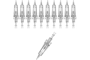 BIGCHEER Aiguille tatouage, Aiguilles de Cartouche de Tatouage Standard Aiguilles de Tatouage Jetable avec Membrane Round Liner Tattoo Needle Cartridges 10Pcs (1RL)