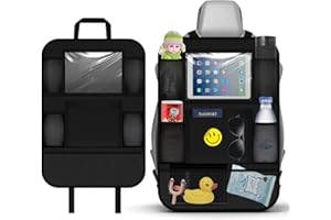 JOYSKY JOYAJY Car Organiser,Car Seat Organiser for Kids 1pcs, BackSeat Protector with 10" iPad Tablet Holder,Car Tidy Organiser With Kick Mat & 9 Pockets for bottles,toys,books,Car Accessories for Toddlers