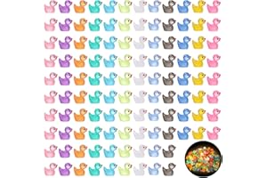 Halinuia 120 Pcs 12 Couleurs Mini Canard Lumineux Petit Canard a Cacher Canards Miniatures Mini Canards en Résine Mini Canard Figurine Phosphorescente pour Aquarium Maison De Poupée Bricolage