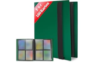 JUSONEY Álbum de tarjetas coleccionables – Álbum de recortes de 160 bolsillos, 20 páginas por 4 bolsillos con cubierta de libro impermeable, para coleccionar tarjetas MTG Magic Match Atta (verde)