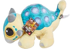 Mattel Jurassic WorldPlush Anchilosauro Premi e Suona, baby dinosauro giocattolo con suoni e zampine penzolanti, morbido pupazzo per giocare o dormire, giocattolo e regalo per bambini 6+ Anni, HHB48