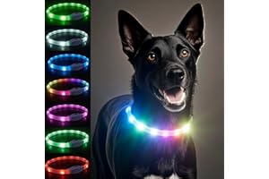 WOBEQU LED Hundehalsband 7 Farben 9 Leuchtmodi USB-aufladbares leuchtendes Halsband-Hund extra große Batteriekapazität mit bis zu 13+ Stunden Länge schneidbar