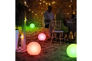 FUYO 2 x Lámparas solares al aire libre, lámpara solar jardín luz solar led con control remoto 8 colores solar decorativo bola interior IP67 impermeable para piscina jardín camino piscina césped balcón