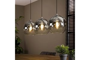 ‎FAMLIGHTS famlights Retro Pendellampe Selina für Esstisch/Hängeleuchte rustikal/Vintage Pendelleuchte/Esszimmerlampe industrial/Dimmbar 3- flammige Hängelampe Glas/Deckenleuchte/Pendelleuchte E27