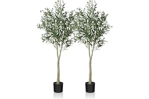 CROSOFMI Olivo Artificiale 150cm Piante Finte da Interno Pianta Finta in Vaso per Interni Esterno Casa Ufficio Giardino Decorazione Moderna 2Pack