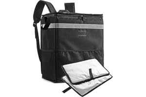 OGEFOTED Food Delivery Bag Insulated, Pizza Dleiver Bags Transport Carrier Bags for Hot or Cold Food Restaurant, Home Delivery, Indian Chinese, Picnic - 13"x10"x16", Black