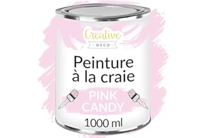 Creative Deco Peinture à la Craie Rose | 1L | Mat et Lavable | Peinture Bois | Idéal pour Rénovation de Meubles | Chalk Paint | Ardoise Craie