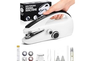 YwuLy Handnähmaschine, Tragbare Mini-Nähmaschine, Kabellose Tragbare Elektrische Handnähmaschine Mit Nähzubehör für Anfänger, Schnell Zu Nähen Geeignet,für Kleidung,Stoffe,Cutains,Home Travel(Weiß)