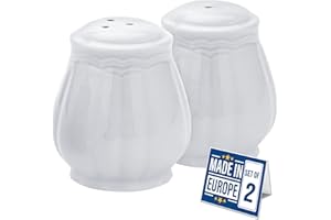 CRYSTALIA Qualità Premium Sale e Pepe set Moderni Porcellana, Saliera e Pepiera Bianca, Saliera da Tavola, Salino da Tavola Rotondo, Saliera e Pepiera Ceramica, Saliera da Cucina, Salt Shaker