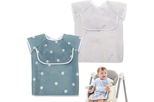 Little Dimsum Bavaglino a Maniche Lunga per Neonati Alimentazione Impermeabile All' acqua Camicetta Grembiule con Motivo Animale